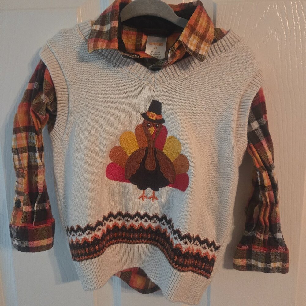 Gymboree Boys Thanksgiving Sweatervest Outfit 2t